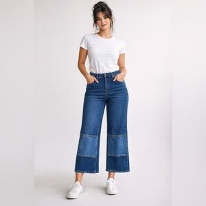 Erdem x Universal Standard Hana Patchwork Crop Jeans Dark Wash Size 14